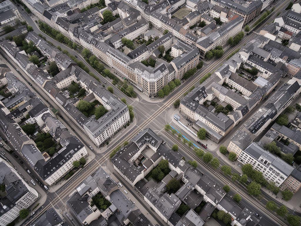 Detailed city neighbourhood view of Vienna showing a legal office location near residential streets and tram lines
